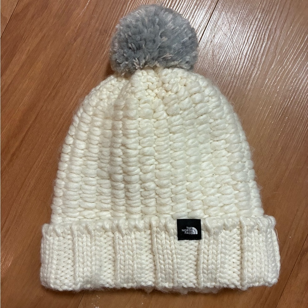 The North Face Beanie with Gray Pom Youth/junior